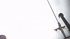 Amazing blonde with big round ass and black lingerie walking outside