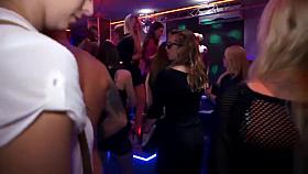 Real party euro newbie sucks cock in public