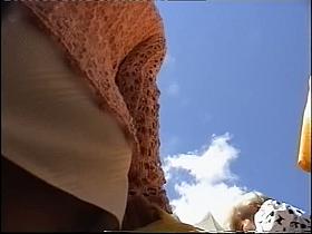 Gorgeous ass in hot up skirt with sexy white thong