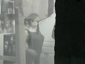 Nerdy girl playing with herself caughts the peeper