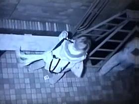 Voyeur sex video catches Asian couple fucking on bench