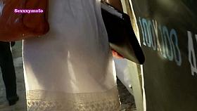 Teen brunette amateur candid street video