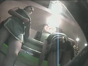 Upskirt view of hot waitresses in sleazy clothes