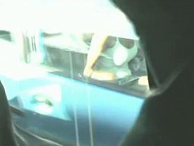 A quick glimpse at a blonde's crotch as she gets in the car