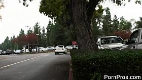 Busty Honey Sharked in Public