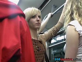 Dilettante upskirt web camera spied blonde&rsquo;s legs