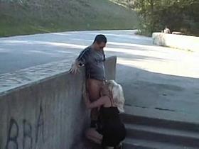 a pair takes enjoyment in front of people