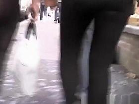 Girl with transparent black leggings