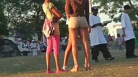 Three bitches too self aware of their attractiveness dance on the streer