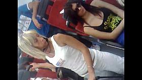 Candid busty italian girl on bus