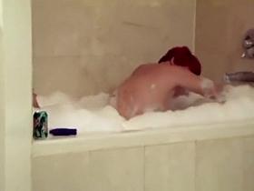 Short hair redhead mature woman riding man