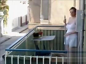 She doesn't know that she is being filmed