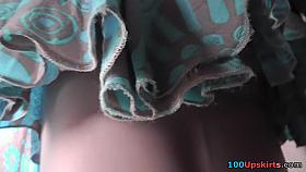 Sexy upskirts of the sweet assed girl in hot skirt