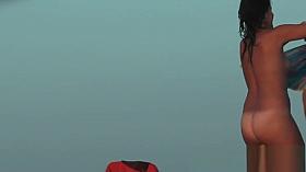 Nudist beach voyeur vid with a hot brunette