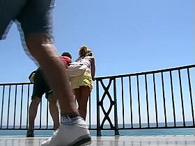 Super amateur bends over and shows super hot upskirt