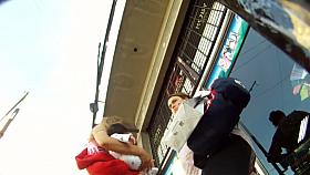 Sexy woman upskirt video made in a casual walk-by spy catch