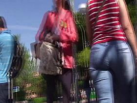 spanish candid ass in blue jeans