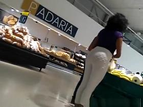 Big ass ebony tight white pants