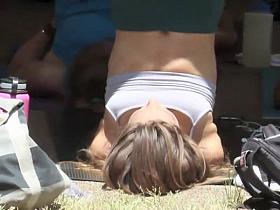 Cameltoe of hot yoga girl