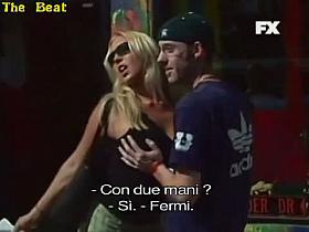 This blonde babe in sunglasses is just crazy to behave like this