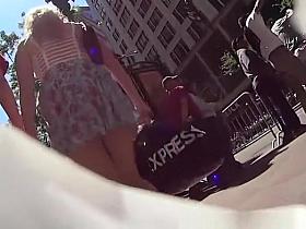 Chubby ass woman red thong