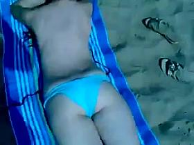 Cum on naked girl in public beach