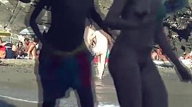 Big Oily ass curvy naked nudist milf beach voyeur spy