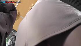 Her office-style skirt lets us enjoy real upskirt view