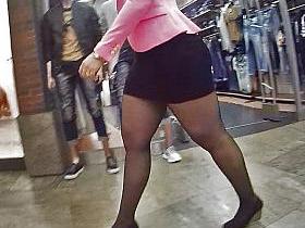 pantyhose mall girl teasing