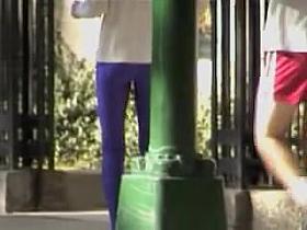 Blue spandex pants caught in the street by hot hunter 03zp