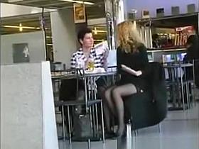 Pussy rubbing on cafe