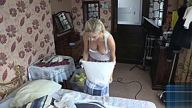 Downblouse Preparing The Bed