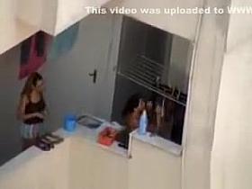 Girls changing clothes outside