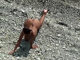 Voyeur noticed a butt plug in her asshole