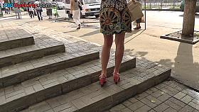 Street candid upskirt of real non-professional legal age teenager