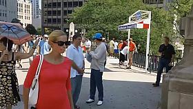 Big boobs bounce while she walks