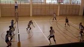 Arousing girls play a bit of volleyball