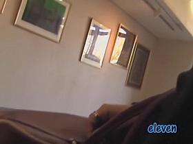 Asian babe leaving a waiting room skirt sharked outside.