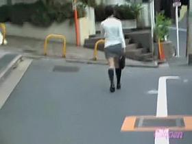 Vocal oriental slag having accidental meeting with sharking dude