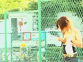 Beautiful brown-haired princess loses her top during nice sharking scene