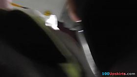 Gal in the tightest suit upskirt flash