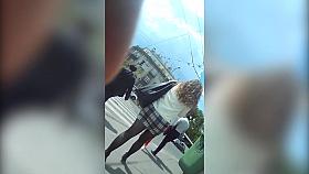 pantyhose legs in tight miniskirt