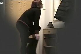 Peeping on her adorable mature ass