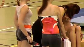 Sporty sweet teen girl warming up