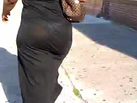 Candid see through black dress ebony booty of NYC