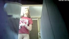 Spy cam video of a naked pussy in the bathroom