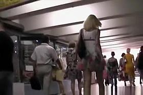 Look under the skirt blonde girl