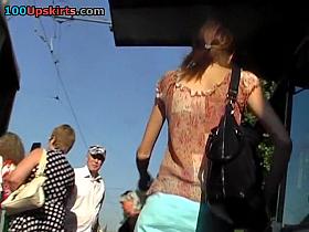 Pure blue suit upskirt