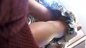 Upskirt of lady with flower dress