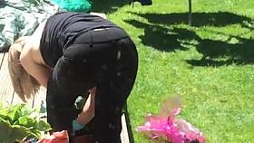 pull her trousers down and take her from behind